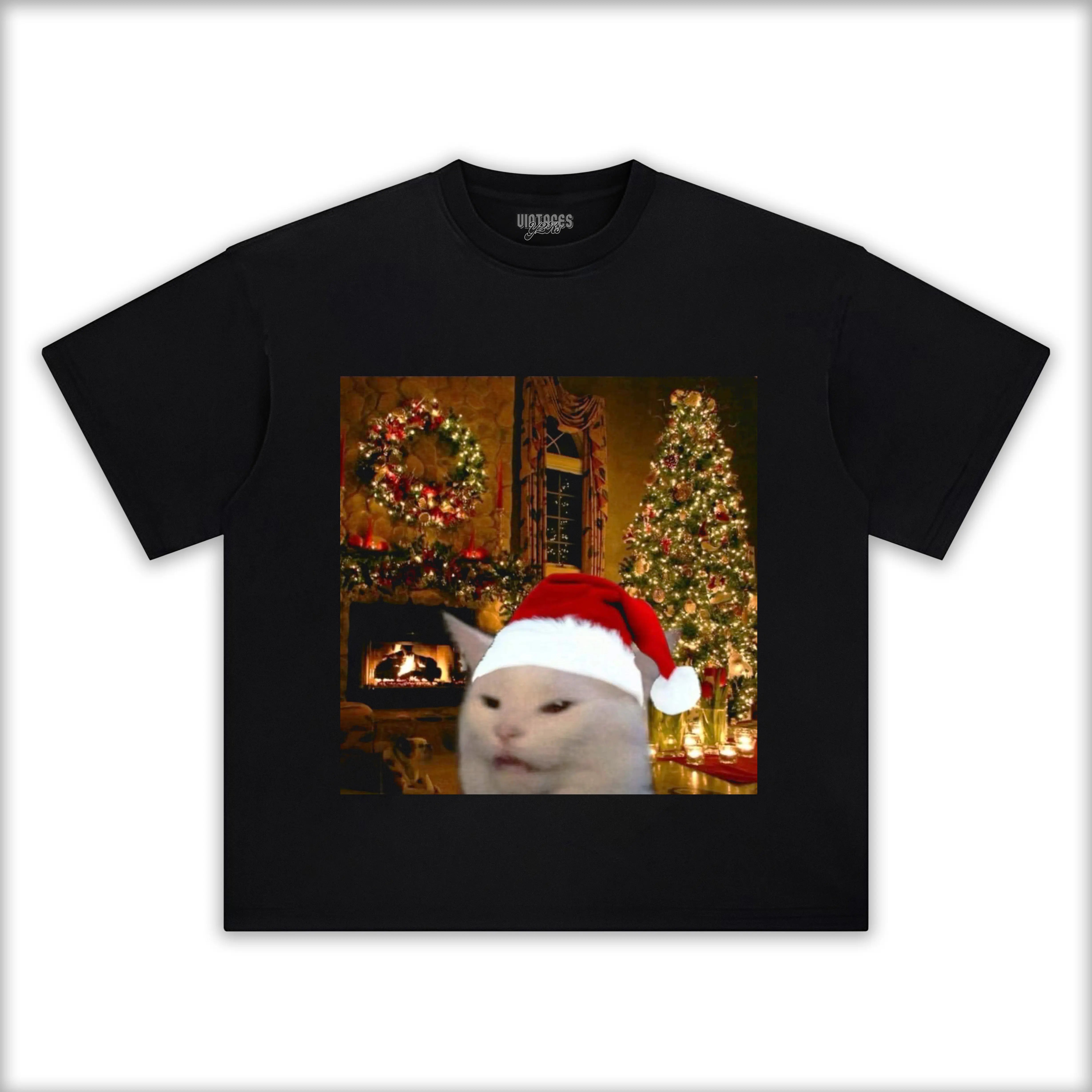 CUTE-CHRISTMAS-CAT-MEME-TEE-1