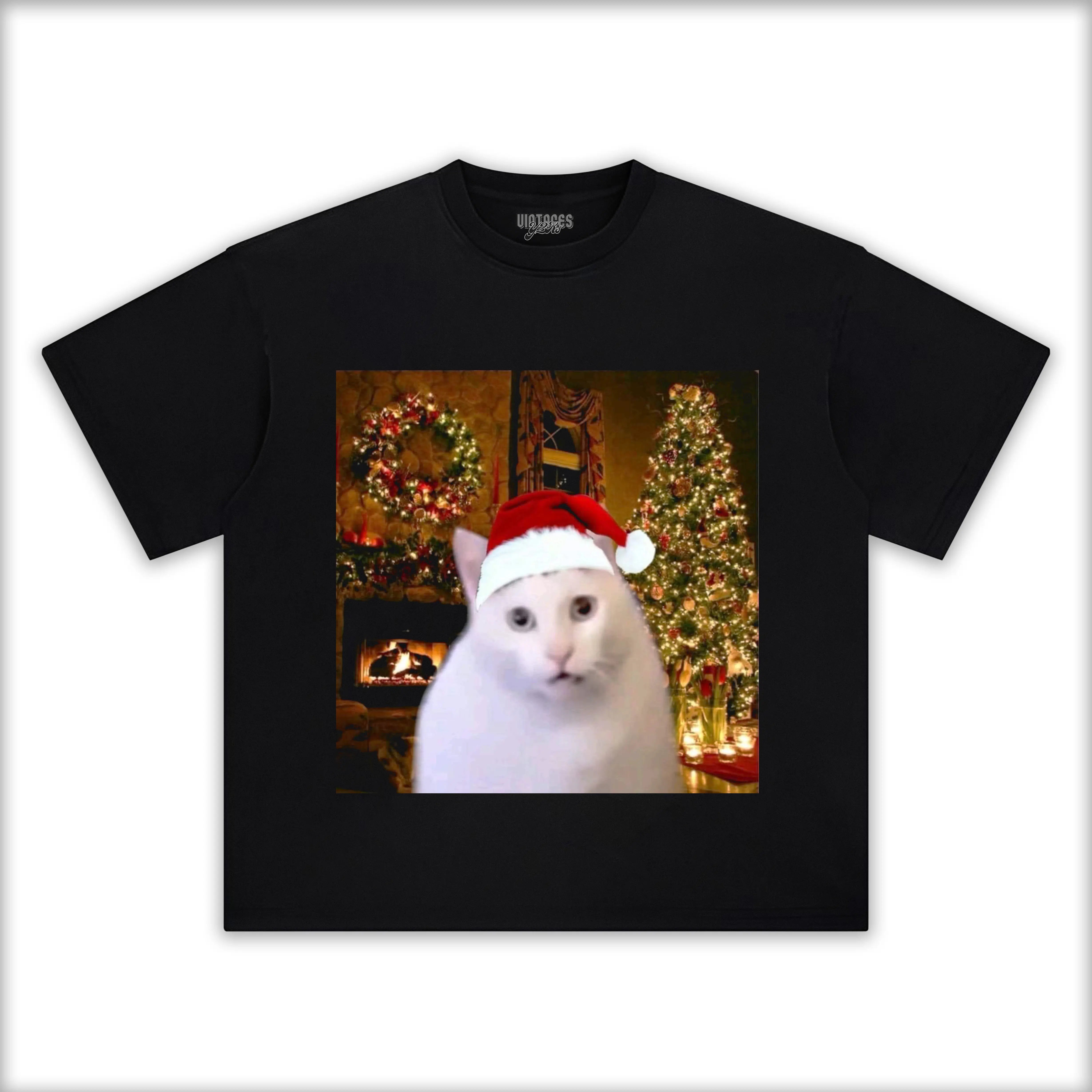 CUTE-CHRISTMAS-CAT-MEME-TEE-2