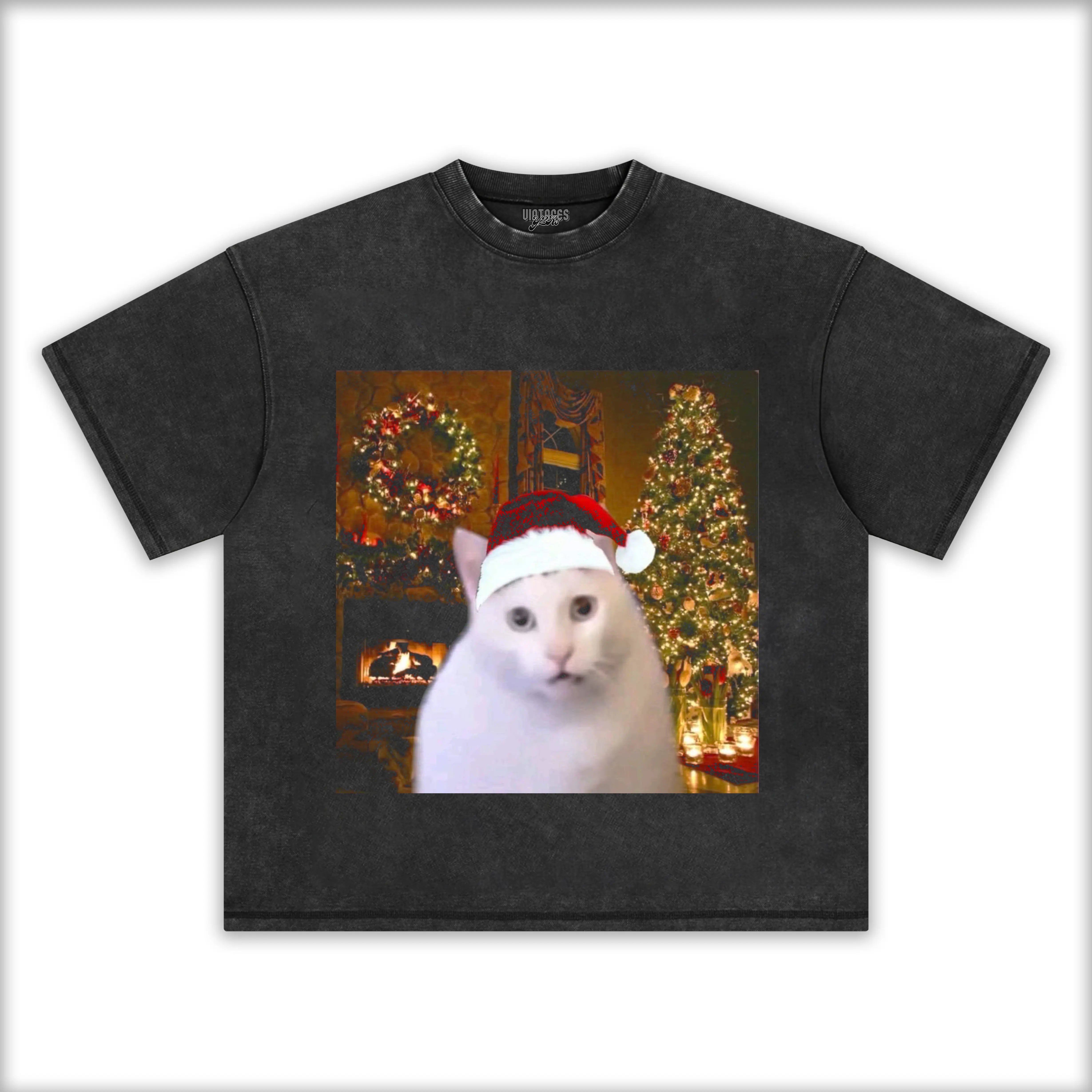 CUTE-CHRISTMAS-CAT-MEME-TEE-2